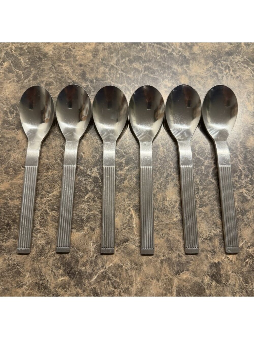6 Dansk Thebe Stainless  Teaspoons Japan Satin Ribbed Flatware Replacement